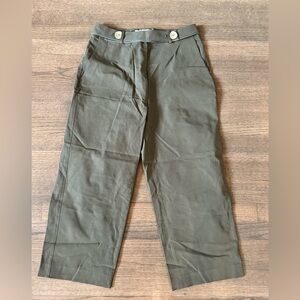 310MOOD Cropped Olive Green Straight Leg/Wide Leg Pants-Size Small